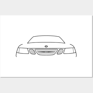 Saab 9-3 classic car black outline graphic Posters and Art